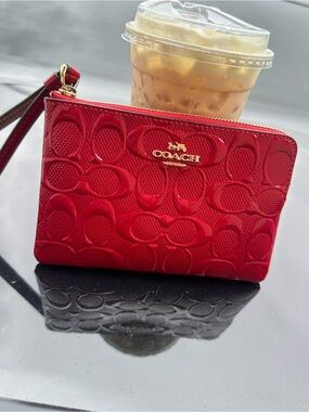 Coach  Red Patent Signature Wristlet